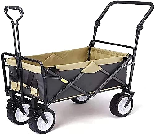 CRBUDY Handwagen, Handkarre, Gartenwagen, Klappwagen, Strandwagen, Tragkraft 100 kg, mit Bremse und drehbaren Rädern – für Strand, Outdoor, Garten, Picknick/Silbergrau (Silbergrau)