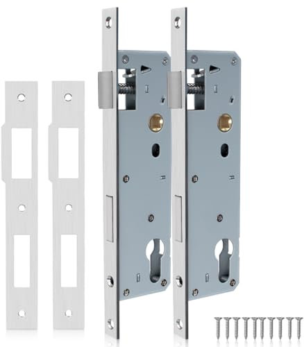 Bwintech 2 Pcs Serrure À Mortaiser 9235 En Acier Inoxydable, 92MM Centre 35MM Backset Corps De Serrure, Satin Nickel Frame Door Lock Pour Portes Intérieures Et Extérieures