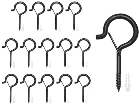 ZPLASK 15Pcs Screw in Hooks, Q-Hanger Ceiling Hooks for Outdoor Lights, Hanging Plants, Fairy Lights, Bird Feeder, Christmas Decor - Safety Buckle