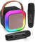 Fede Karaoke Machine for Kids Adults, Mini Karaoke Machine with 2 Wireless Microphones, Portable Bluetooth Speaker with Voice Changing Effects & LED Lights, Best Gifts Toys for Girls and Boys