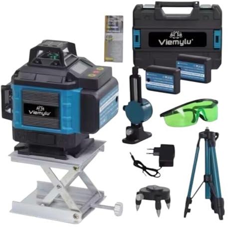 laser 4D multifunzionale con 16 linee, macchina autolivellante, dispositivo di livellamento con batteria al litio ricaricabile tramite USB Laser a linee incrociate con treppiede 2 batterie