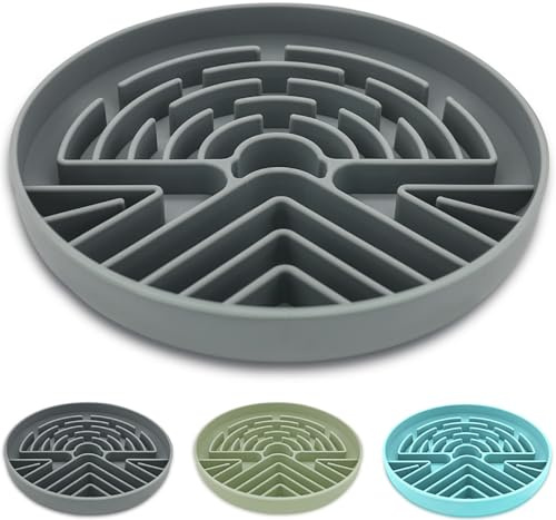 Lesipee Bol pour chiens de grande et petite taille, anti-étouffement, avec base antidérapante, interactif, pour manger lentement, en silicone, pour chiots et chats (beige)