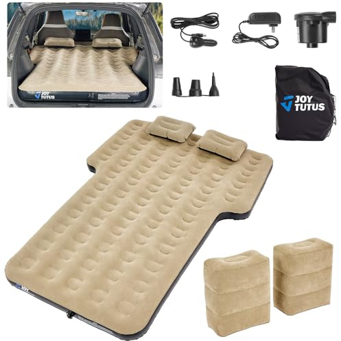 JOYTUTUS Auto Matratze, SUV Luftmatratze mit Luftpumpe, Uniwerselles Autobett mit 2 Luftkissen für Kofferraum, Reisen/Camping/Zuhause/Outdoor, Grau, L