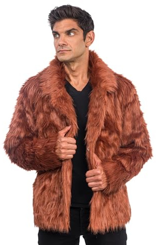 Chaks - Abrigo de piel para adultos, chaqueta corta de piel sintética, para carnaval, festival, moda de fiesta