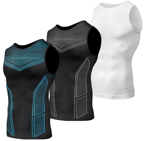Odoland 3 PCS Compression Vest for Men Compression Shirt Men Base Layer Top Quick Dry Workout Tank Tops Gym