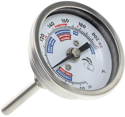 MERRYHAPY Termómetro Vino Acero Inoxidable Con Rosca Lectura Precisa Endurecido Resistente Para Fermentación y Elaboración Vinos Uso Profesional y Doméstico Indicador Temperatura Claro Fácil