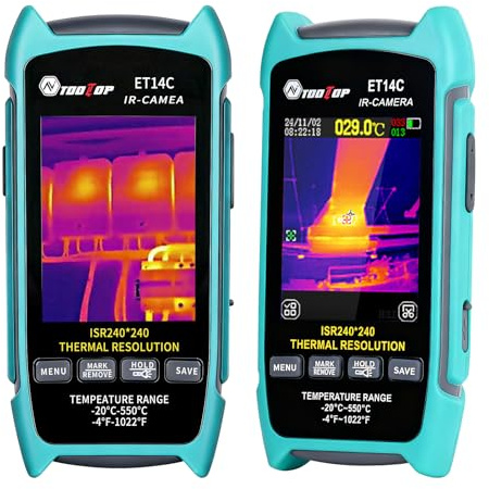 Cámara de Imágenes Térmicas 240x240 IR, Rango de -20°C a 550°C con Batería Recargable 7.5 MB Desmontable Termográfica de 25Hz y 5 Paletas para Inspección Eléctrica HVAC y Mantenimiento Industrial