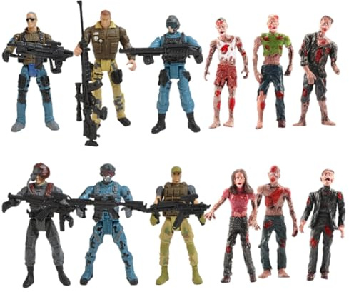 BESPORTBLE Set da 12 Action Figure Soldati Militari e Zombi in Plastica 10 Cm, Giocattoli da Soldato per Ragazzo Ragazza Dettagli Realistici, Gioco di Simulazione e Cosplay per Stili multipli