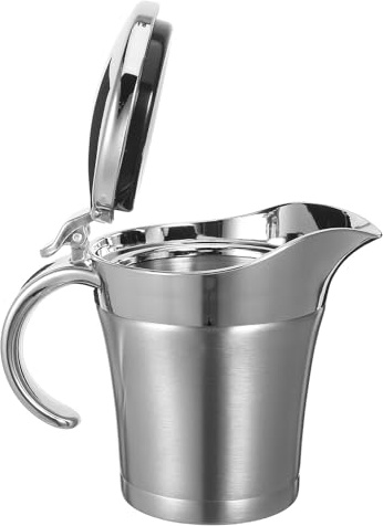 SOIMISS Salsiera Doppio Isolamento in Acciaio Resistente per Salse e Gravy Brocca Isolante per Controllo Porzioni Versamento Liscio e Uso Multifunzionale in Cucina e Ristoranti