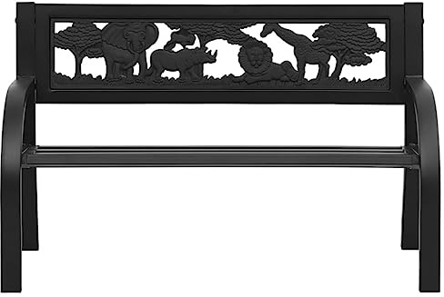 Generico Panchina da Giardino per Bambini 86 cm in Acciaio,Nero,6.85kg,317773