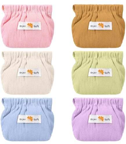 Gsbnjuy 6pc Portable Small Pouches Cute Mini Makeup Purse Corduroy Elastic Hair Tie Organizer Travel Toiletry Bag Cosmetic Storage Pouch for Women Mini Multicolor Aesthetic Lipstick