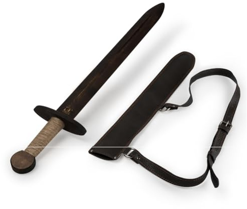 CG Games Wooden Toy Sword for Kids – Safe, Handmade Role-Play Adventure Sword with PU Leather Case, Lightweight and Durable for Imaginative Kids, Ages 8+