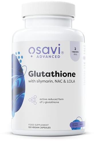 Osavi Glutathione with NAC, Silymarin & LOLA – 120 Vegan Capsules | Reduced L-Glutathione (GSH) | Milk Thistle Extract 80% Silymarin | Supports Liver & Bile Function | with N-Acetyl-L-Cysteine