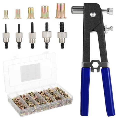 Gueenky Set di pinze per rivetti con 430 dadi rivetti M3 M4 M5 M6 M8, pinza per rivetti ciechi con acciaio al carbonio