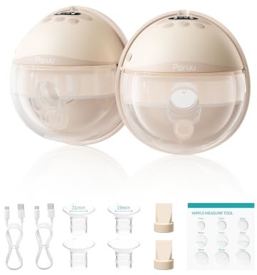 Paruu Tire lait Electrique Main Libre P16-A, Tire-lait Portable avec 4 Modes et 12 Niveaux, Aspiration Puissante (max. 309 mmHg) et Inserts de Téterelle 19/21/24 mm (2, couleur)