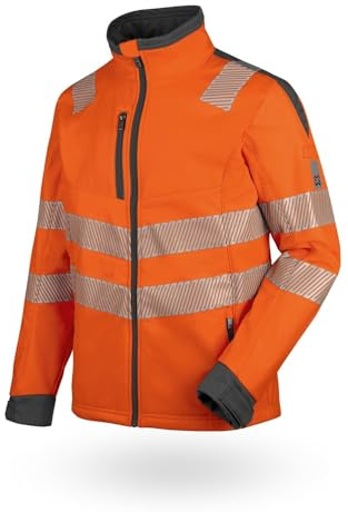 WÜRTH MODYF Warnschutz Softshelljacke Neon – hochwertige & reflektierende Arbeitsjacke in Größe XXL – winddicht, atmungsaktiv & wasserabweisend (8.000 mm WS)| Orange