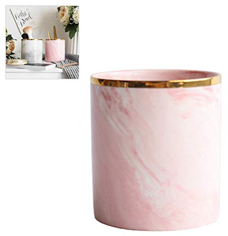 Kikier Stifthalter aus Keramik, Marmormuster, Stiftebecher, Schreibtisch-Organizer, Make-up-Pinselhalter, Rosa rose