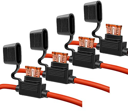 Sicherungshalter 10 Gauge – 10 AWG Inline-Sicherungshalter mit 40 A ATC-Flachsicherungen (4 Stück)
