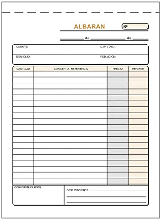 CABLEPELADO Talonario albarán | Libro de albaranes | Original + 1 copia | Encolado + Con matriz de corte | A4 (21 ancho x 29,7 cm alto) | Castellano | 35 Juegos (70 hojas)