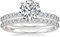 925 Sterling Silber Ring Set mit Funkelnden Steinen in Echtsilber Ringe Eheringe für Frauen, Damen Verlobungsringe Damenring Strahlender Stein Eternity (60, Silber)