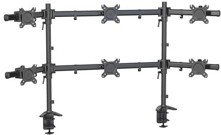 HFTEK - Tischhalterung für 6 Monitore von 15 bis 27 Zoll VESA 75/100 Bildschirmhalterung Monitorständer Fernseher Halterung - MS626C-N -Individuell umrüstbar