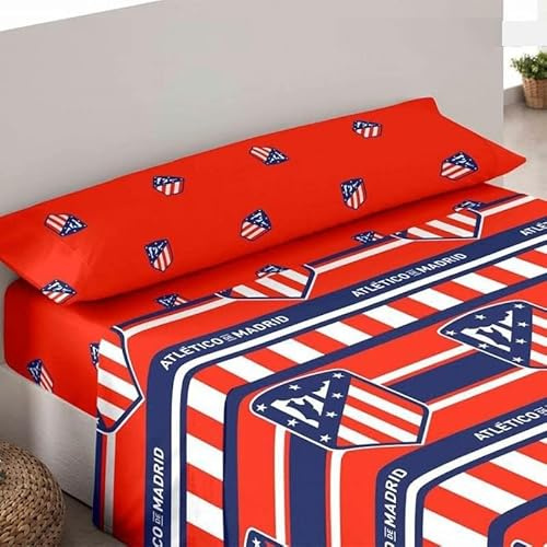 Juego de sábanas Atlético de Madrid 3/Piezas, Medida: Cama de 90x200cm.