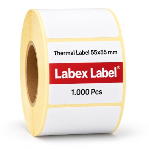 Termoetiketter 55 x 55 mm | zebraetiketter, adressetiketter – termoetiketter på rulle; 500 stycken – termodirekta etiketter – 1 rulle; 500 termoetiketter (1 rulle)