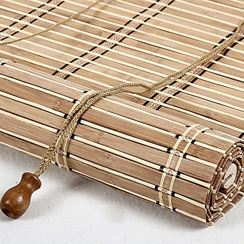 JIAOLUN123 Store Bateau en Bambou Rideau en Bambou Store à Rouleau en Bois Protection Solaire et Brise-Vue Store Enrouleur à Traction latérale pour fenêtres et Portes,Personnalisable (150 x 220 cm)
