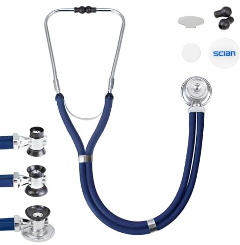 SCIAN Stéthoscope Sprague Rappaport, stéthoscope de cardiologie multifonctionnel à double têtepour médecins, infirmières, étudiants en médecine, adultes(Bleu)