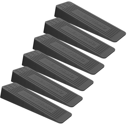 CREATISMO Pack of 6 Grey Rubber Door Stoppers for Floor, Durable, Anti-Skid, Heavy-Duty Rubber Door Wedges Indoors Rubbers, for All Floor Types & Rubbers Doorstops Wedge Preventing Accidents