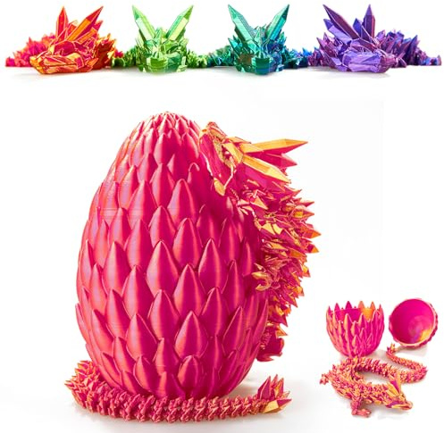 syouces 3D Printed Crystal Dragon Egg, 15 Inch Articulated Dragon with Surprise Egg, Fidget Toy for Home Office Executive Decor, Stress Relief Gift for Kids & Adults