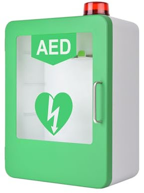 Mobile di stoccaggio defibrillatore AED montato a parete, scatola di allarme di defibrillazione cardiaca, mobile di pronto soccorso si adatta alla maggior parte dei modelli DAE, 45*35*18 (Color:Verde)