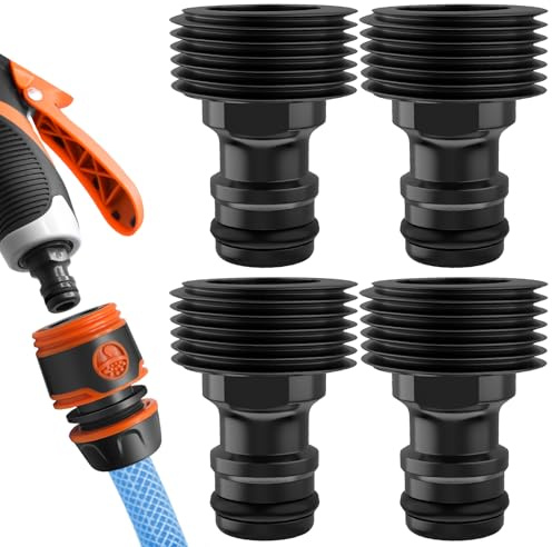 Yvyan Thread Accessory Lot de 4 adaptateurs de tuyau rapide, interface externe filetée externe, accessoires de connecteur dédiés pour pistolet à eau de lavage de voiture (raccord de robinet G 3/4)