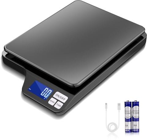 KUBEI Large Rechargeable Digital Kitchen Scales 5kg 0.1g High-Precision Electronic Weighing Food Scale, Stainless Steel Weighing Platform for Office School Home Baking Cooking Tare Function