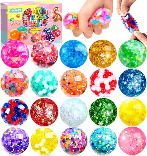 RDDAIPE 20pcs Balle Anti-Stres, Ø4.5cm Balle Anti Stress Enfant Adulte, Balle Anti-Stress Squishy, Balle Sensorielle, Squeeze Stress Ball Fidget Toys,Jouet Anti Stress,Cadeau d'anniversaire d'enfant