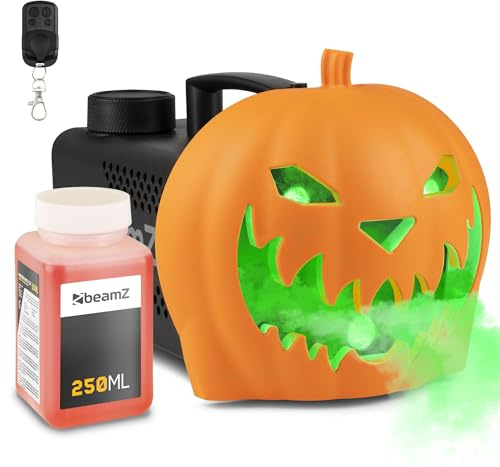 BeamZ Citrouille Halloween avec Fumée, Effets Lumineux et Rires Diaboliques, Nouveauté 2024, Effrayez Vos Visiteurs, Décoration Halloween Extérieur, Contrôlable à Distance, Liquide Inclus