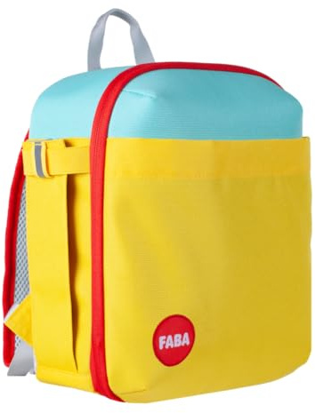FABA Zaino Zipi per bambini dai 3 anni, dimensioni 23×27,5×15 cm, tessuto colorato, spallacci e schienale imbottiti