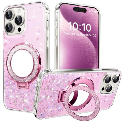 SIYOPINPFY Coque pour Huawei P Smart Z / Y9 Prime 2019, pour Filles Paillettes Souple TPU Silicone Anti-Rayures Housse avec Anneau, Arrière Transparent Housse pour Huawei P Smart Z, DJR Rose