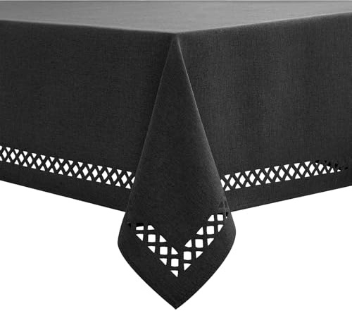 MIULEE Leinen Optik Tischdecke Schwarz Tischdecken 100x140cm Abwaschbar Lotuseffekt Eckig Rechteckig Tischtuch Polyester Wasserabweisend Tischwäsche Abwischbare Tafeldecke für Party Küche