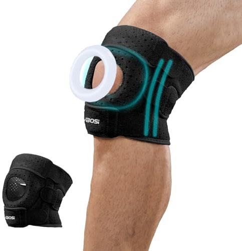ZAHRVIA Genouillère Sport Réglable Homme Femme - avec Stabilisateurs Latéraux & Gel Patella, Anti-Douleur Course, Fitness, Tennis (Noir)