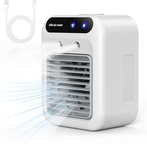 Climatiseur portable, silencieux et mobile, 500 ml, refroidisseur d'air, 2 vitesses, 2 modes de brume, mini climatiseur adapté pour l'heure du coucher, le bureau