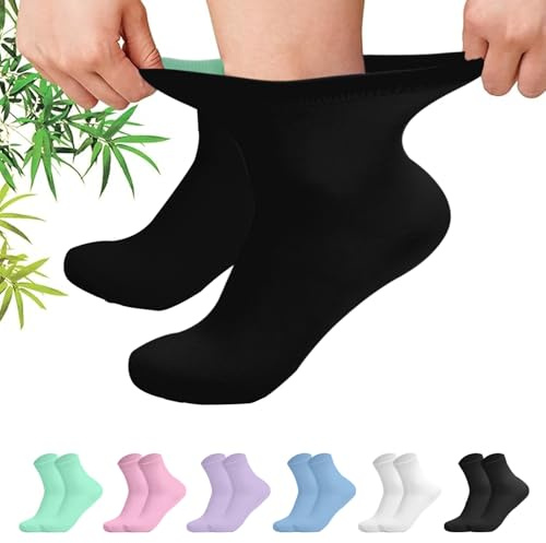 Fjquamitix Bamboo Socks Women 4-7, Ladies Seamless Socks, Extremely Soft, Thin, Socks Women For Business Trouser Casual, Non-Binding, Breathable, Comfortable,6 Pairs