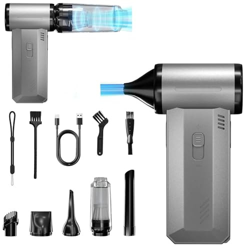 Compressed Air Duster, 2-in-1 Blowing & Sucking Air Bower, 200000PRM Super Power Infinity Gear Recharageable Cordless Electric Air Duster for PC, Keyboard, House, Outside, Car Cleaning