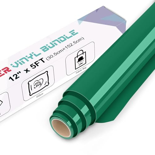 IModeur Green Iron on Vinyl — 30.5 x 153 cm Heat Transfer Vinyl for Fabric, PET Backing HTV Roll for T-Shirts, Clothes, Hats, Bags and Other Textiles, Easy to Weed