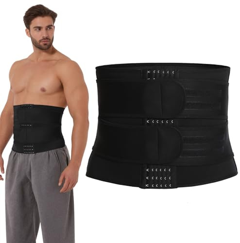Lwezgi Bauchweggürtel Herren, Verstellbarer Schnallengürtel, Bauchbandage, Korsett Herren, Stabile Passform, Eine Taille Formen, Geeignet für Arbeit, Fitness, Training und Körperformung, Größe L