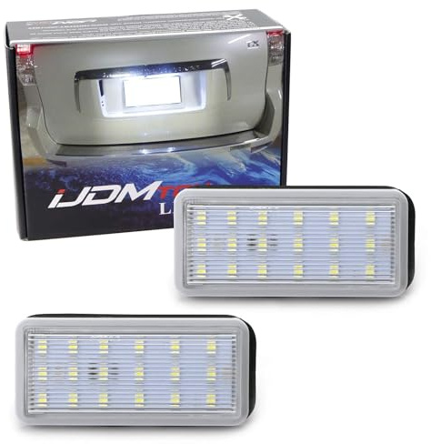 iJDMTOY OEM-Fit 3W Full LED License Plate Light Kit Compatible with Lexus GX LX & Toyota Land Cruiser Prado, Powered by 18-SMD Xenon White LED