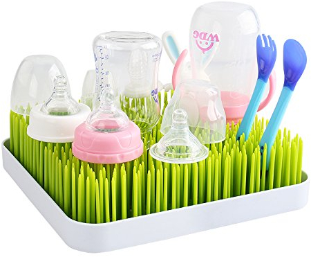 Baby Bottle Green Grass Countertop Drying Rack, Premium Lawn Drying Rack Kitchen Countertop Dish Drainer Dryer Mat for Baby Bottles, Dishes and Accessories