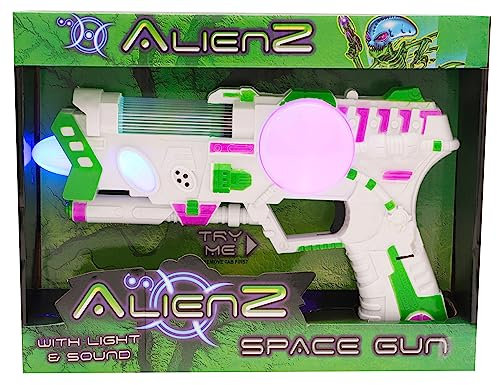 Toyland® Pistola Espacial Intermitente Alienz de 23 cm con luz y Sonido - Disfraz - Pilas Incluidas - Juguete para niños - A Partir de 3 años