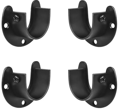 FYTRONDY Black Edition Lot de 4 supports de tringle en acier inoxydable pour penderie et penderie - En forme de U - 2,5 cm