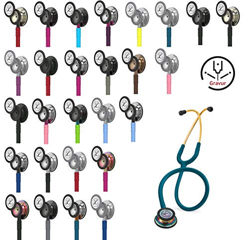 3M Littmann Classic III Stethoskop mit Gravur personalisiert, Arzt Stethoskop zur Überwachung, Profi Diagnostikstethoskop für Praxis, Klinik, Pflege, Rettungsdienst (Rainbow-Schwarz)